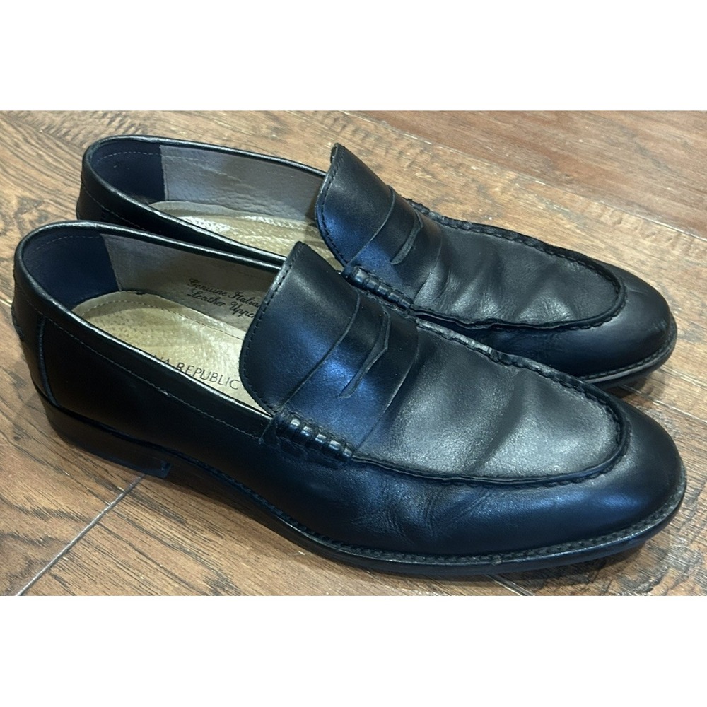 Banana Republic Italian Leather Black Penny Loafers size men 7 1/2 Shoes 90s